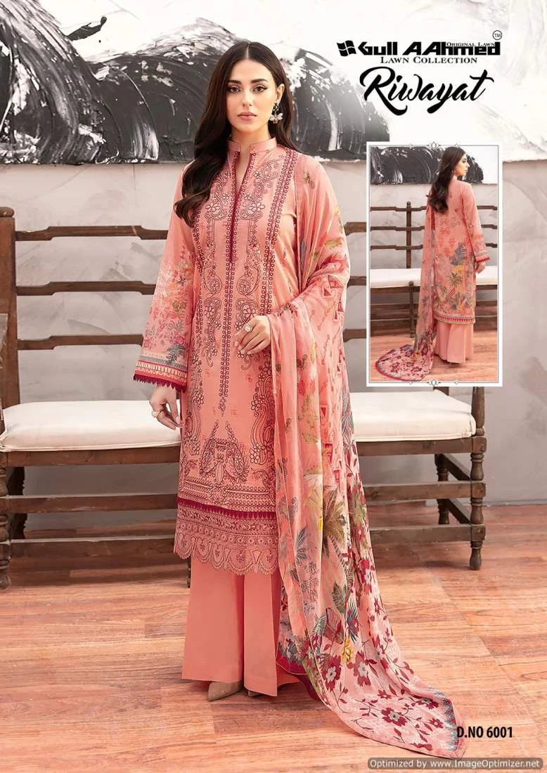 Gull A Ahme Riwayat Vol 6 Lawn Cotton Wholesale Pakistani Salwar Suit Catalog — Wholesale Salwar Suits, MPA wholesale from Surat - Gallery Image 5